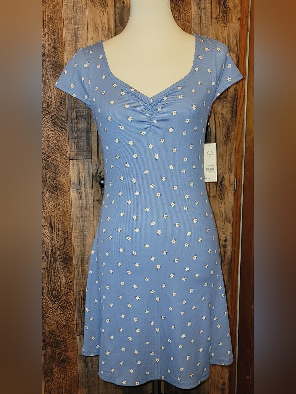 Blue Daisy Knit Skater Dress